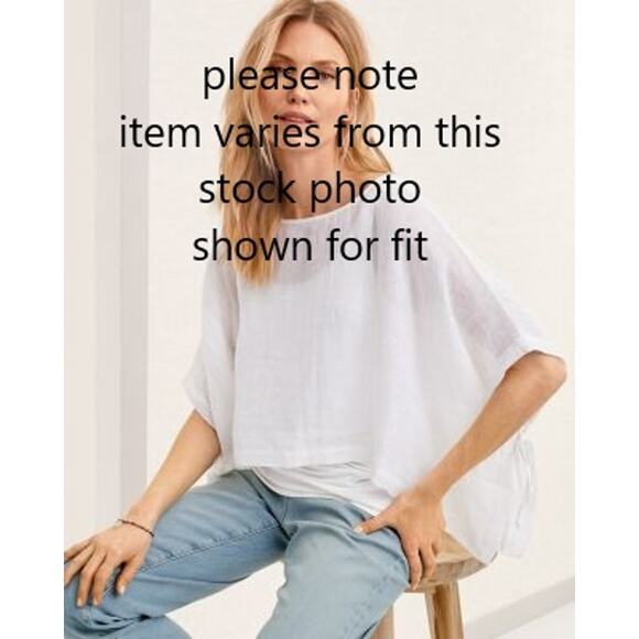 EILEEN FISHER | L | Organic Linen Gauze Bateau Neck Poncho Knit Sweater Pullover - Picture 2 of 9